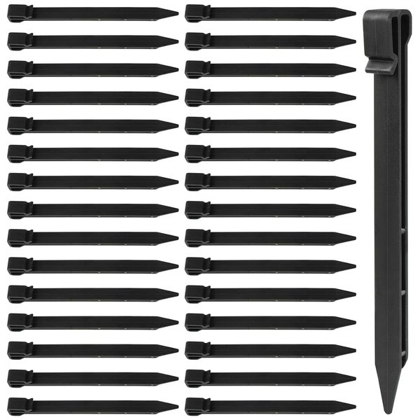 20 Pcs Plastic Ground Stakes 9.6 Inch Landscape Edging Stakes Tent Pegs Spikes for Campings Outdoor Edging and Terrace Board and Garden Lawn, Sturdy Canopy Stakes for Sand Beach Woods(Black)