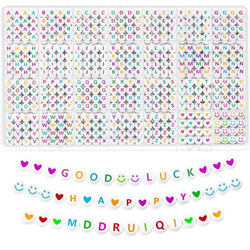 MDDRUIQI Easter Basket Essentials - 1400 PCS Letter Beads Bracelet Making Kit - 28 Styles Friendship Bracelets,Preppy Clay Alphabet Beads for Jewelry Making for Girl Gifts Ages 6-12[Merch]