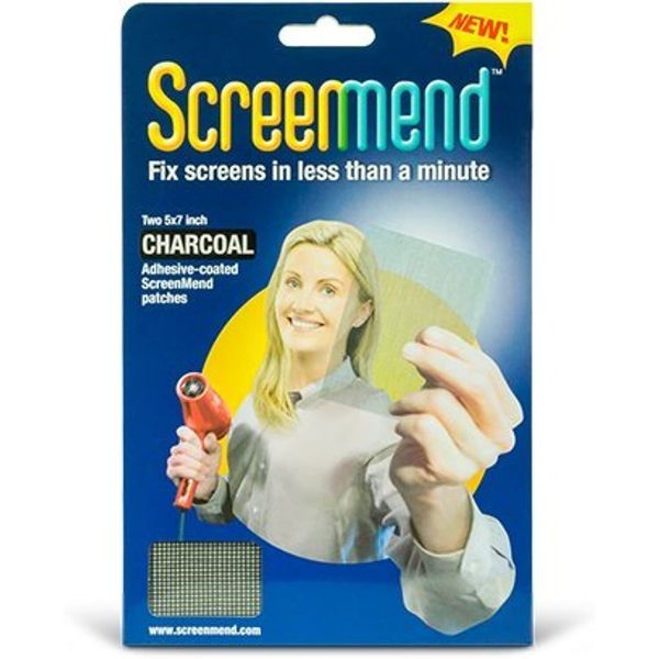 ScreenMend Window Screen Repair Kit 5"x7" Mesh Patch Charcoal (2 Patch Pack)