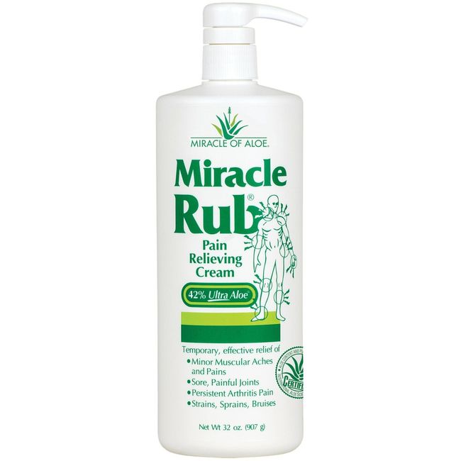 Miracle Rub Pain Relieving Cream with 42% Aloe, 32 OZ Bottle with pump