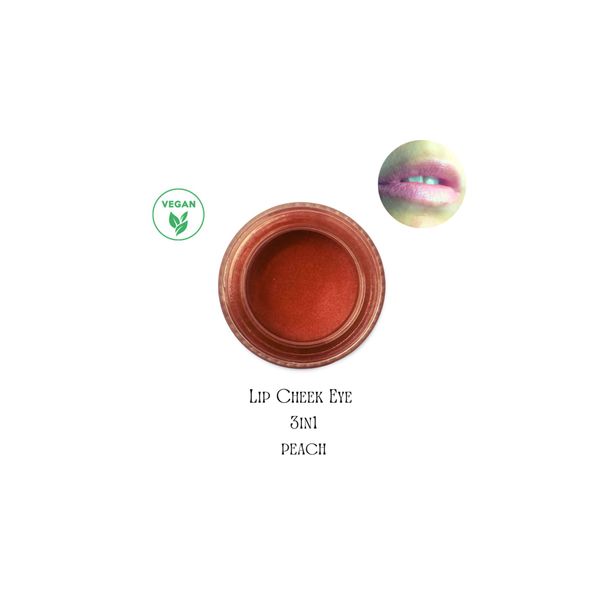 Peach Lip Cheek Eye Vegan Krem Allık Ruj Far -şeftali