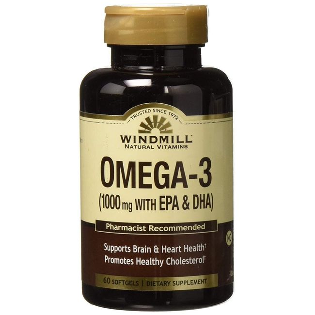 Windmill Omega 3 with EPA and DHA Dietary Supplement Softgels 1000 mg 60 Count