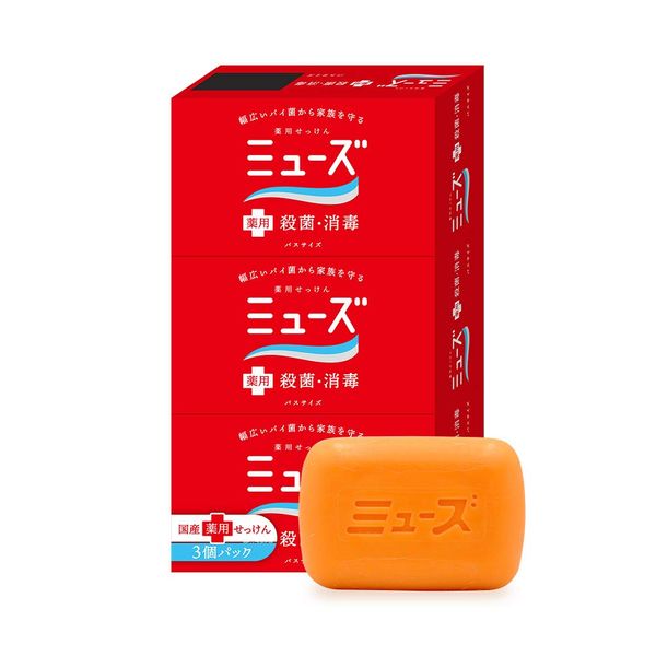 MUSE Solid Soap, Bath Size, 4.8 oz (135 g), 3-Pack, Quasi-Drug
