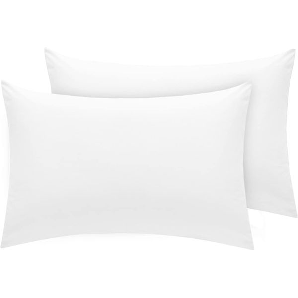 Youth Pillowcase 16" x 22" Size Pack of 2 Pieces Kids Travel Pillow Cover Envelope Closure 500 Thread Count 100% Egyptian Cotton & Hypoallergenic Fits Pillows Sized 12x16, 13x18 or 14x19 White