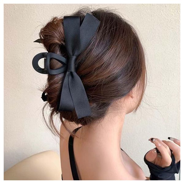 Dervivea Vintage Bogen Haarspange Clilp Großer Bogenknoten Halter Haarspange Schleife Haarspange Kralle Schwarz Haarspange Barrette Dicke Lockige Haarspange Dekoratives Haarzubehör Für Frauen