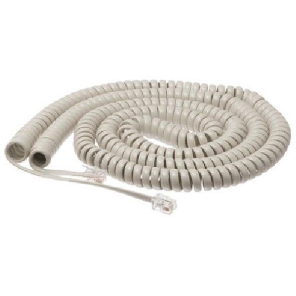 Handset Cord, 15 feet, coiled, 4 conductor, white