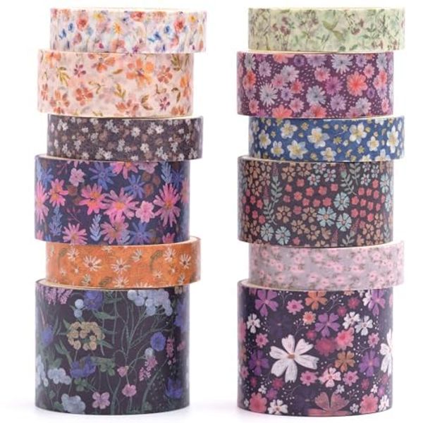 KAVI' S 12 Rollen Washi Tape Set Klebeband Papier Dekorativ Masking Tape Klebeband Bunt für Scrapbooking Handwerk Handwerk (Forested Islet)