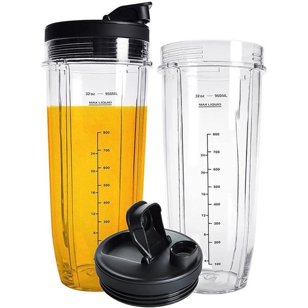 Replacement 32 oz Nutri Ninja Blender Cup with Sip & Seal Lids (2 Pack)