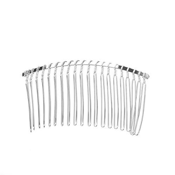 Hair Comb, 7.8cm 20 Teeth Fancy DIY Metal Wire Hair Clip Comb Bridal Wedding Veil Comb (Silver)