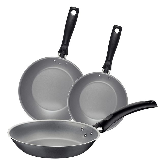 Tramontina Trim, Fry Pan, 6.3 inches (16 cm), 7.9 inches (20 cm) & 9.4 inches (24 cm), Set of 3, Aluminum, Non-Stick (Fluorine Coated), Lightweight, Non-Stick, Dishwasher Safe, Gas Fire, Respect for