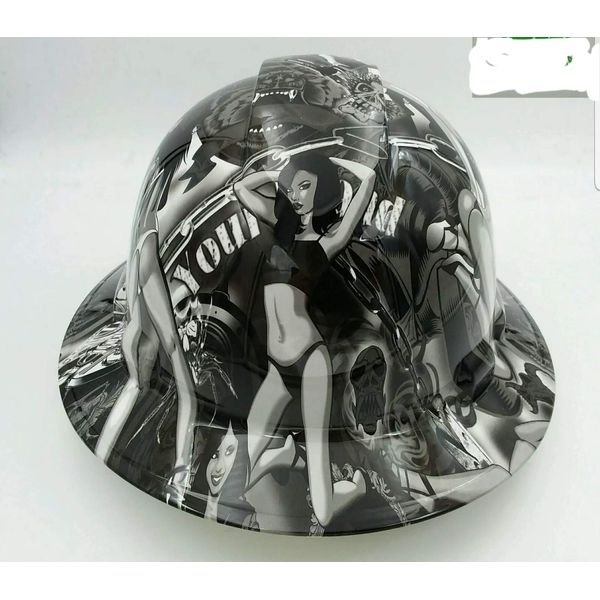 Wet Works Imaging Customized Pyramex Full Brim Biker Babes Hard Hat with Ratcheting Suspension