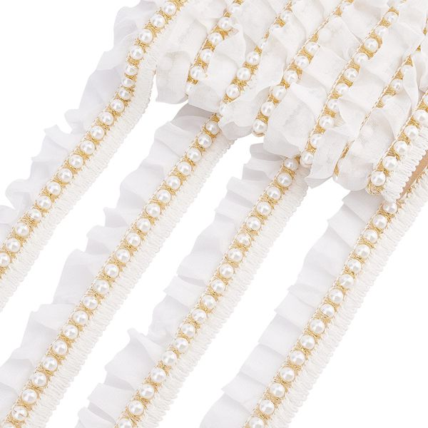 PH PandaHall Lace Ribbon, Pearl, Decorative Lace, Handmade Material, Antique Style, White, European Style, Embroidery, Sewing, DIY, Clothes, Garment Decoration, Craft Supplies, Cultural Festivals,