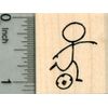 Soccer Stick Figure Rubber Stamp, Player with Ball