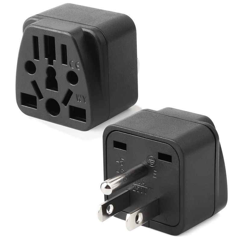 2-Pack US Travel Plug Adapter, EU,UK,AU,in,CN,JP,Asia,Italy,Brazil to ...