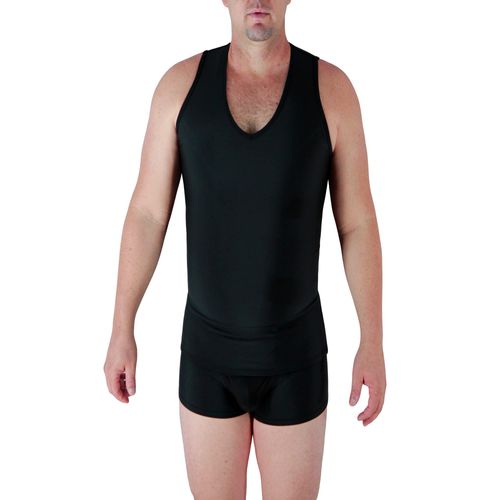 Underworks Mens Extreme Gynecomastia Chest Binder V-Tank Top Large Black