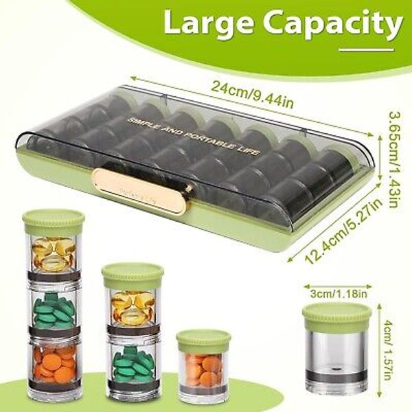 Large 7-Day Weekly Pill Organizer Box, Travel Medicine Case, Vitamin Holder