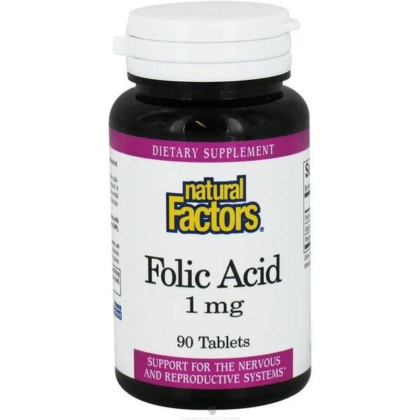 Direct purchase from USA Natural Factors Folic Acid 1mg Peel 90 Count (2 Packs), quantity, see details