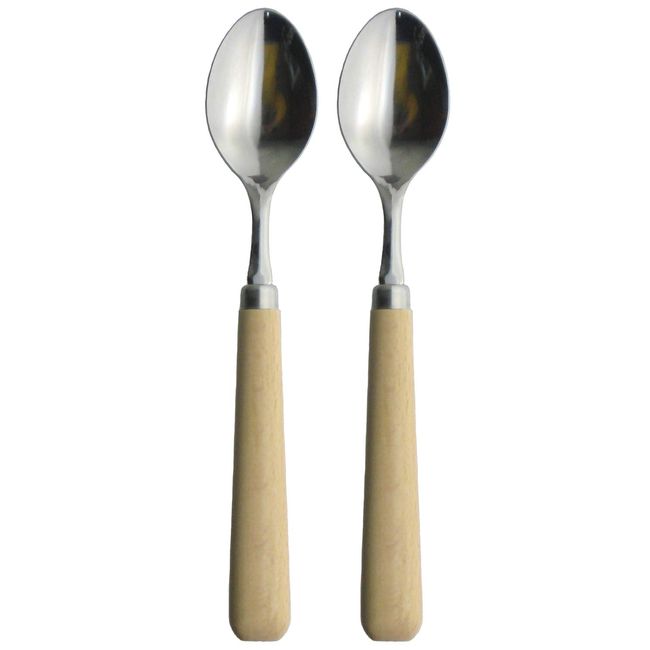 Nagao Tsubamesanjo Wood Teaspoon, Set of 2, 5.8 inches (14.9 cm), Stainless Steel, Wood, Made in Japan