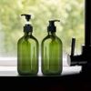 Yebeauty Pump Bottles, 17oz/500ml Liquid Soap Pump Bottles Dispenser Large Empty Plastic Refillable Containers- 2 Pack Green