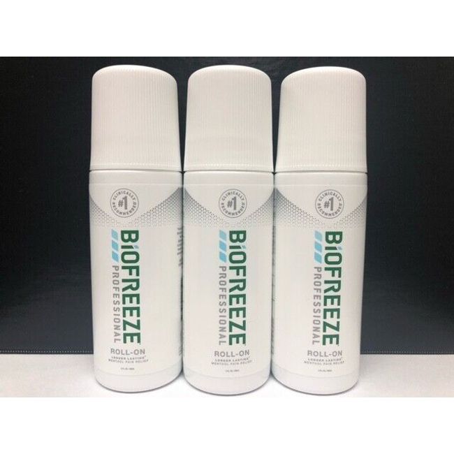 New Biofreeze Professional 3oz Roll On - Pack of 3... Depend on US!!!! Exp 12/24