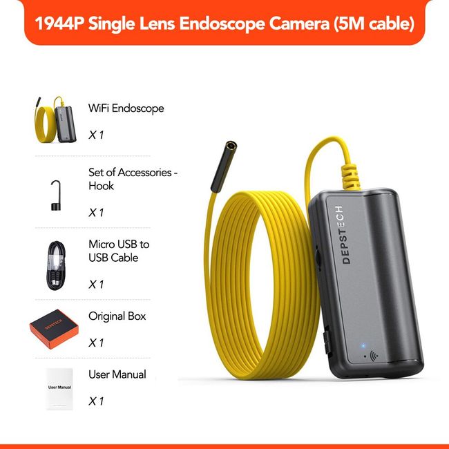 DEPSTECH Wireless Inspection Camera, Upgrade 1944P HD Endoscope