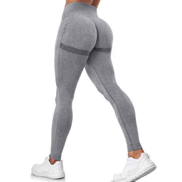 Yaavii Damen Sport Leggings Lange Blickdicht Yoga Leggings Figurformende Sporthose Yogahose Fitnesshose mit Hohe Taille Bauchkontrolle Dunkelgrau XL