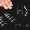 NOVO OVO 120 pcs Hawk Curved Eagle Claw Extra Super Extreme Deep Curve Half Cover Short Square Tapered Transparent Clear Cystal False Nail Extension Tips Acrylic Nail 10 Sizes Bag Packaging