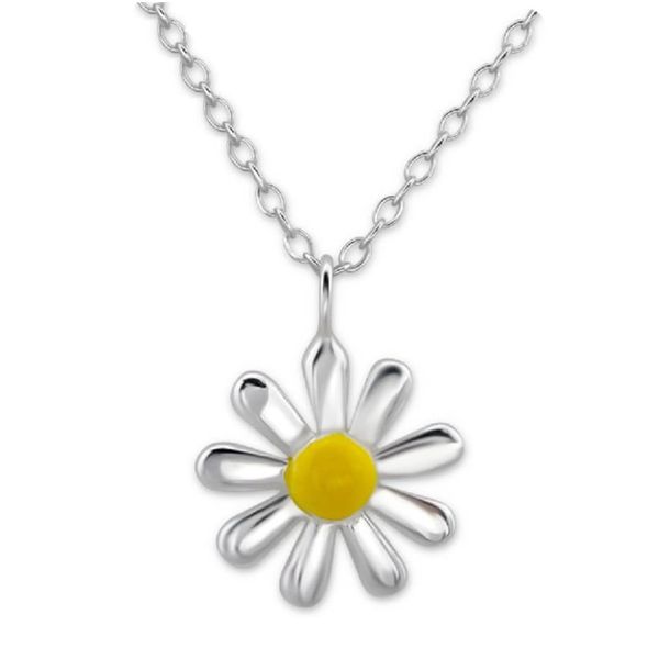 Katy Craig Daisy Flower Necklace 925 Sterling Silver