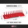 Hansen Global 92003 SAE & Metric, 3-Row Socket Tray Set - 4-Pieces, Red & Grey