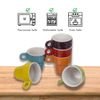 Invero Espresso Vibrant Coloured Stackable Mug Set Stand Includes 6 Ceramic Coffee Cups 60ml (per Cup) and a Chrome Stand