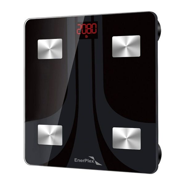 EmerPlex Sleek Black Digital Bathroom Scale 11x11" Tempered Glass up to 396 lbs