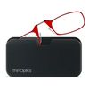 ThinOptics Reading Glasses 1.00 Red Frames With Universal Pod Compact Case - Ultra-light Foldable Rectangular Glasses - Clip-on Nose - 1.00 Strength With Flex-Fit Technology