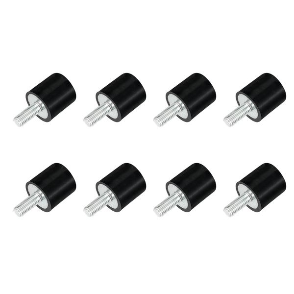 uxcell M5 Thread Rubber Mount Vibration Isolator Studded Cylindrical Shock Absorber 15x15mm 8pcs