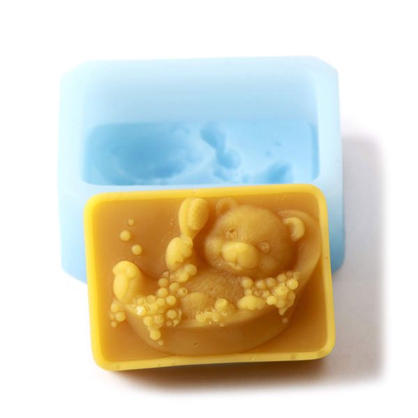 Teddy Bear In Bath Silicone Mould