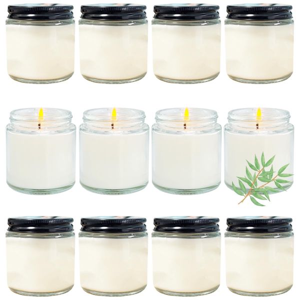 12 Pcs 4 Oz Mini Soy Candles,Eucalyptus Scented,Aromatherapy Candle,Bulk Cand...