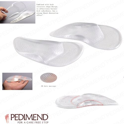 Pedimend Self-Adhesive Gel Metatarsal Forefoot Arch Support Shoe Inserts (2PC) - Gel 3/4 Arch Support Pad for High Heels - Orthotic Flat Feet Cushion - Ball of Foot Cushion - Foot Care