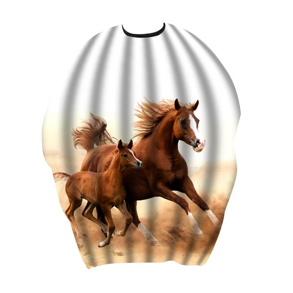 Two Running Horses Waterproof Haircut Cape for Adults & Kids Professional Barber Cape with Adjustable Snap Closure 51"x55"