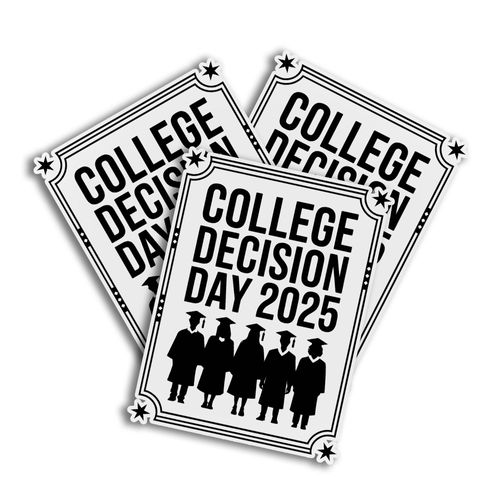 College Decision Day 2025 Graduation Cap and Laurel Trendy Graduation Quote Decal Stickers for Water Bottles, Books, Laptop, Mug, Tumbler, Phones, Car