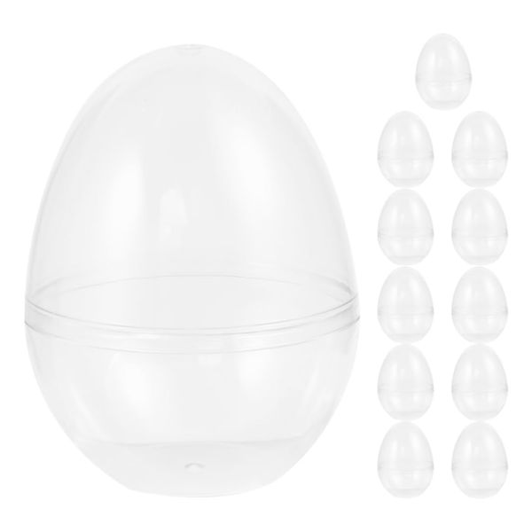 DEARMAMY 12 Stück Ostereier Durchsichtig Mit Flachem Boden Befüllbare Ornamente Für Osterpartys Süßigkeitenverpackungen Kleine