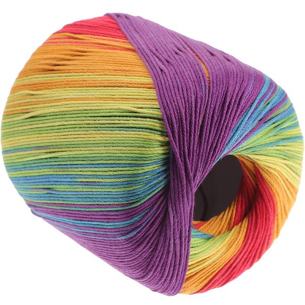 1 Roll Cotton Yarn Rainbow Knitting Yarn Weight Crochet Yarn for Hand Knitting DIY Sweater Blanket Costume (Rainbow)