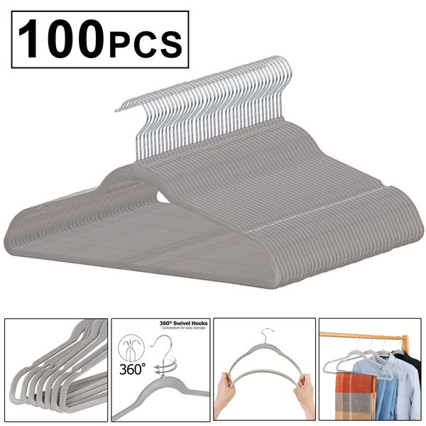 Premium Velvet Hangers 100 Pack Clothes Hangers Non-Slip Coat Hangers with Hooks