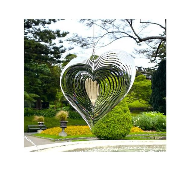 Vokowin Stainless Steel Garden Wind Spinner Hanging Kinetic Wind Sculpture Garden Decor 3d Metal Hanging Wind Sun Catcher for Indoor Outdoor (K229-1)