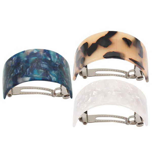 Frcolor 3PCS Women's Barrette Clip Tortoise Shell Hairpin Bangs Clip Arrangement Pin Hair Claw Ponytail Holder Hair Styling Supplies (White, Light Brown, Blue)