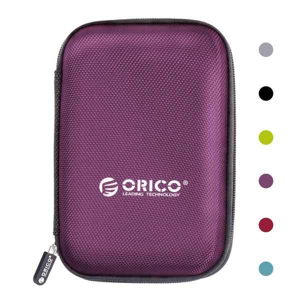 ORICO Festplattentasche 2,5 Zoll HDD SSD Case mit Innengröße 140x90x25mm zum Organisieren von 2,5'' Festplatten und Computer-Zubehör,Lila(PHD-25)