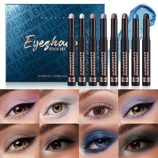 Ofanyia Eyeshadow Stick, Shimmer Matte Eye Shadow Crayon Eye Brightener Stick, Smooth Texture Cream Eyeshadow Pen, Long Lasting Waterproof Hypoallergenic Eye Shadow Pencil Gift Set (SET C)