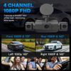 360 Degree View 4 Channel Dash Cam Front and Rear Inside Left Right, Dash Camera