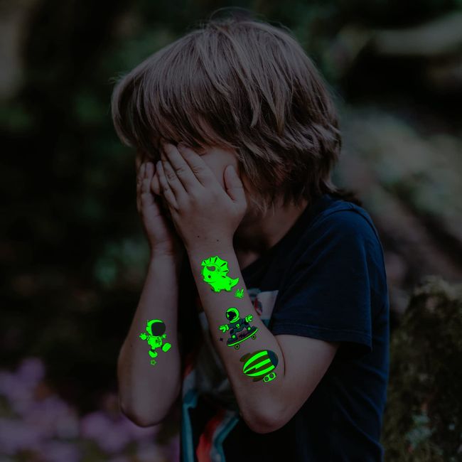 Temporary Tattoo for Kids, Glow in Dark Party Favors, Luminous Kids  Tattoos temporary for Boys and Girls, Glow Party Accessories Tattoo  Stickers