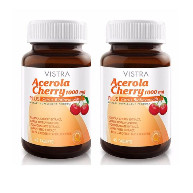 Vistra Acerola Cherry 1000 mg Dietary Supplement Product 45 Tablets x 2 bottles