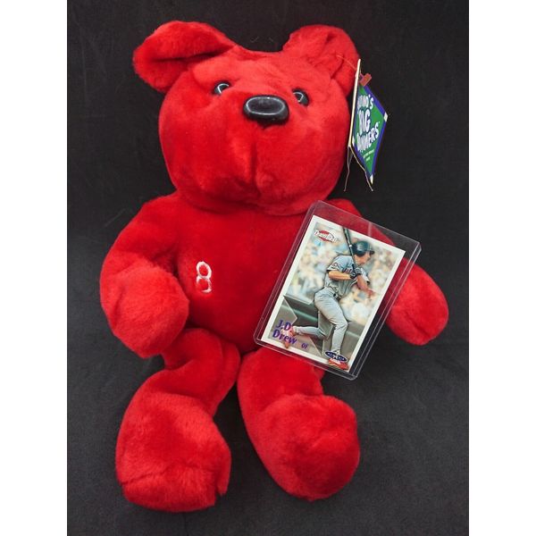 Salvino's Big Bammers 1999 MLB #8 J.D. Drew 14" Teddy Bear Plush + Card SET