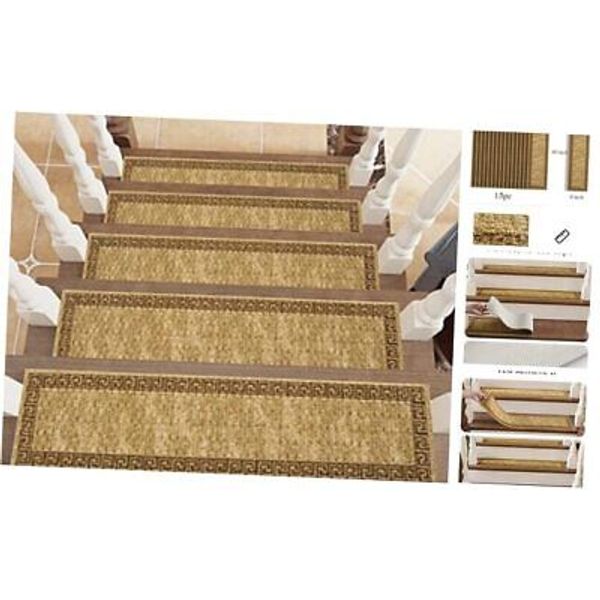 Stair-Treads for Wooden Steps Indoor, Non-Slip PVC Stair Treads 15PCS Yellow